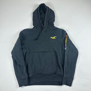 Hollister Black Hoodie Rainbow Bird‎ Logo Graphic Pocket Casual Womens XS